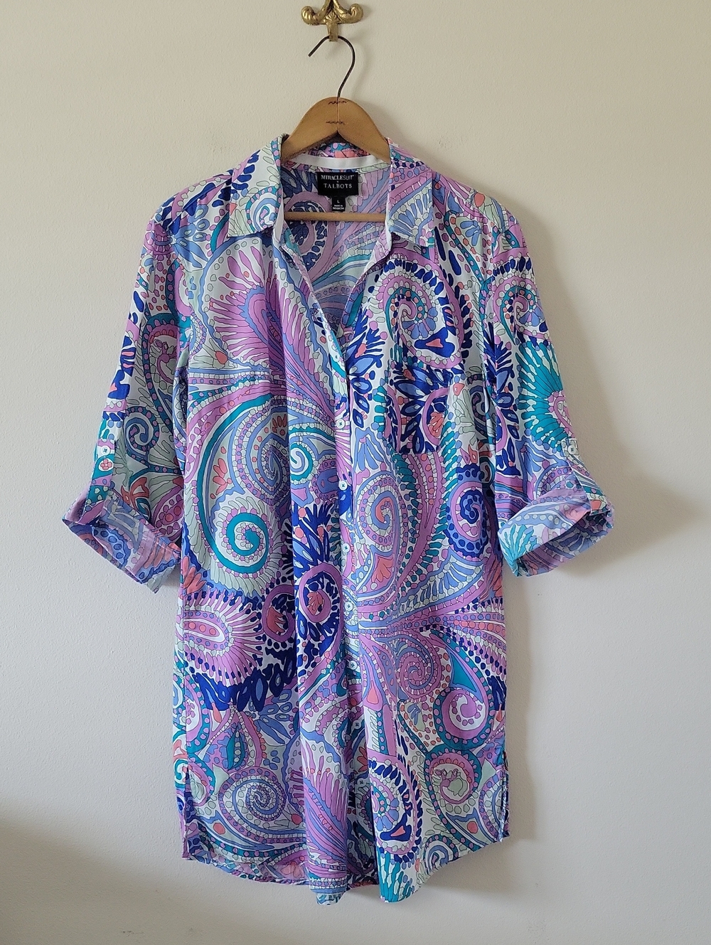 Talbots x Miraclesuit Paisley Button Down Coverup Size Large